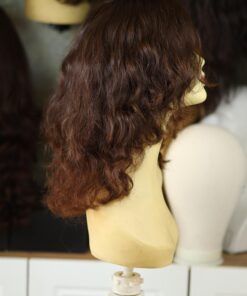 Dalgalı Gerçek Saç Peruk Kâhküllü Kahve FP135 - Fikret Peruk 8 FP135 kâhküllü dalgalı gerçek saç peruk - Sağ